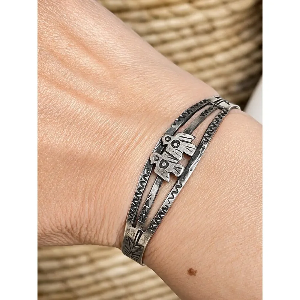 FRED HARVEY ERA Navajo THUNDERBIRD Sterling silver Cuff Bracelet Southwest Small
